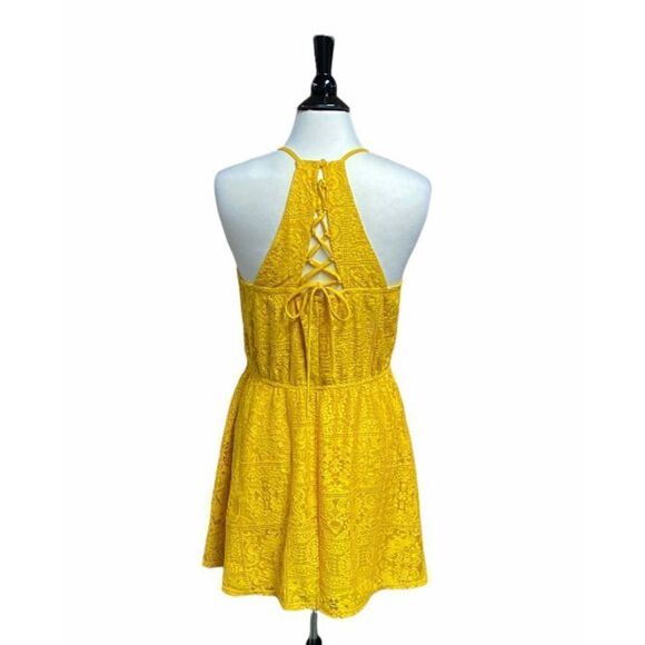 Bailey Blue Mustard Lace Sleeveless Halter Dress Size XL NWOT - Picture 2 of 5